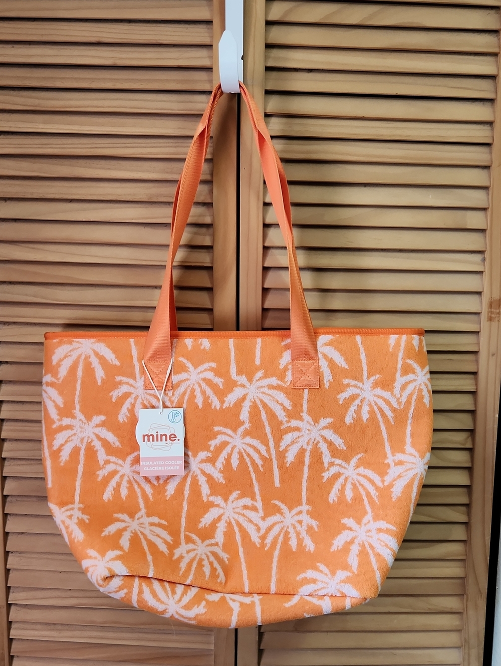 mine Orange and White Palm Pattern Tote